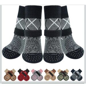 BEAUTYZOO 6PCS Dog Socks to Prevent Licking Paws for Cold Pavement, Winter S/M